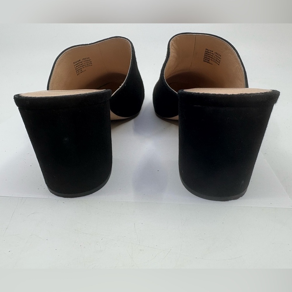 J. Crew Mules Black Suede Leather Slide Block Heels Size 10.5 3” heels - Picture 4 of 9